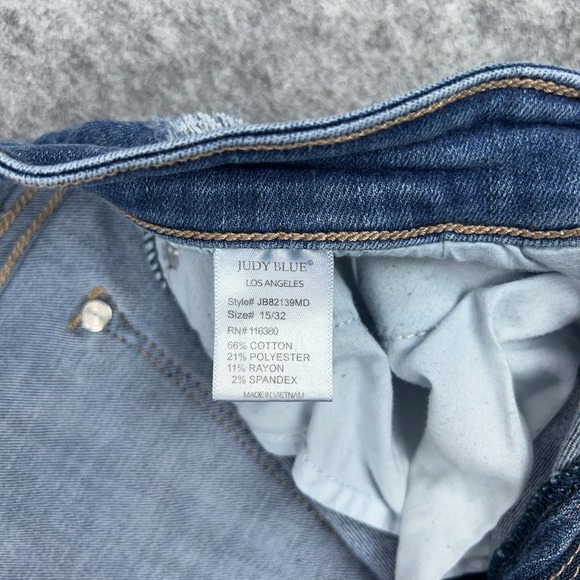 Judy Blue Jeans Womens 15 32‎ Skinny Fit Blue Distressed Raw Hem Stretch Denim - Picture 13 of 14
